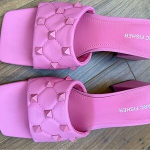 Marc Fisher Pink Quilted Studded Mules
